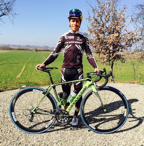 Fontana con la Cannondale Synapse che utilizzerà per la Strade Bianche.