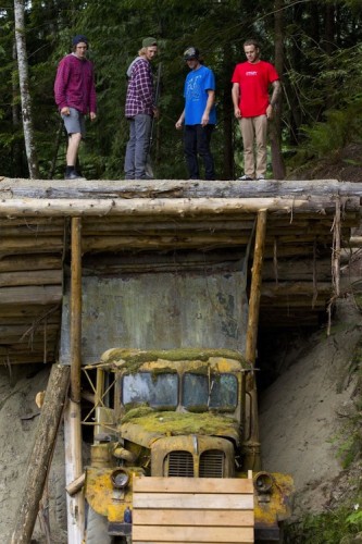 Da sinistra Brandon Semenuk, Steve Peat, Cam McCaul e Cam Zink. Foto John Gibson/Red Bull Content Pool.