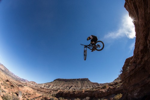 Bernard Kerr rides during the Red Bull Rampage in Virgin, UT, USA on 14 October, 2015.