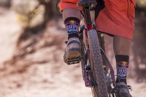 Rampage socks on a rider during the tenth edition of the Red Bull Rampage, Virgin, Utah, USA on October 14th 2015.