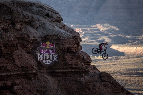 Yannick Granieri of France competes during the tenth edition of the Red Bull Rampage, Virgin, Utah, USA on October 14th 2015.